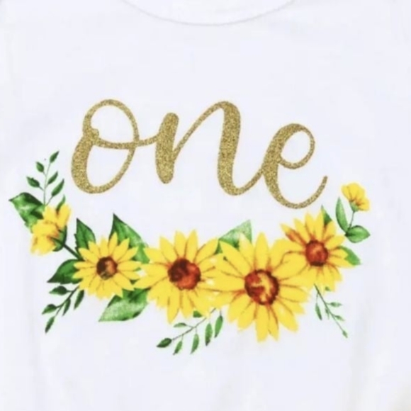 Sunflower Girl Dress Tutu Skirt Easter Spring Outfit Clothes First Birthday - Picture 3 of 5